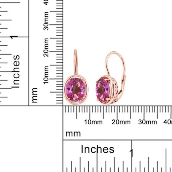 18K Rose Gold 925 with 3.60 Cttw Pink Mystic Topaz Oval Leverback Drop Earrings - Picture 4 of 4